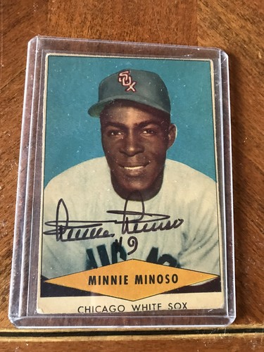 Minnie Minoso# 9 RedHeart” Autographed ‘Big League Dog Food’Baseball ...