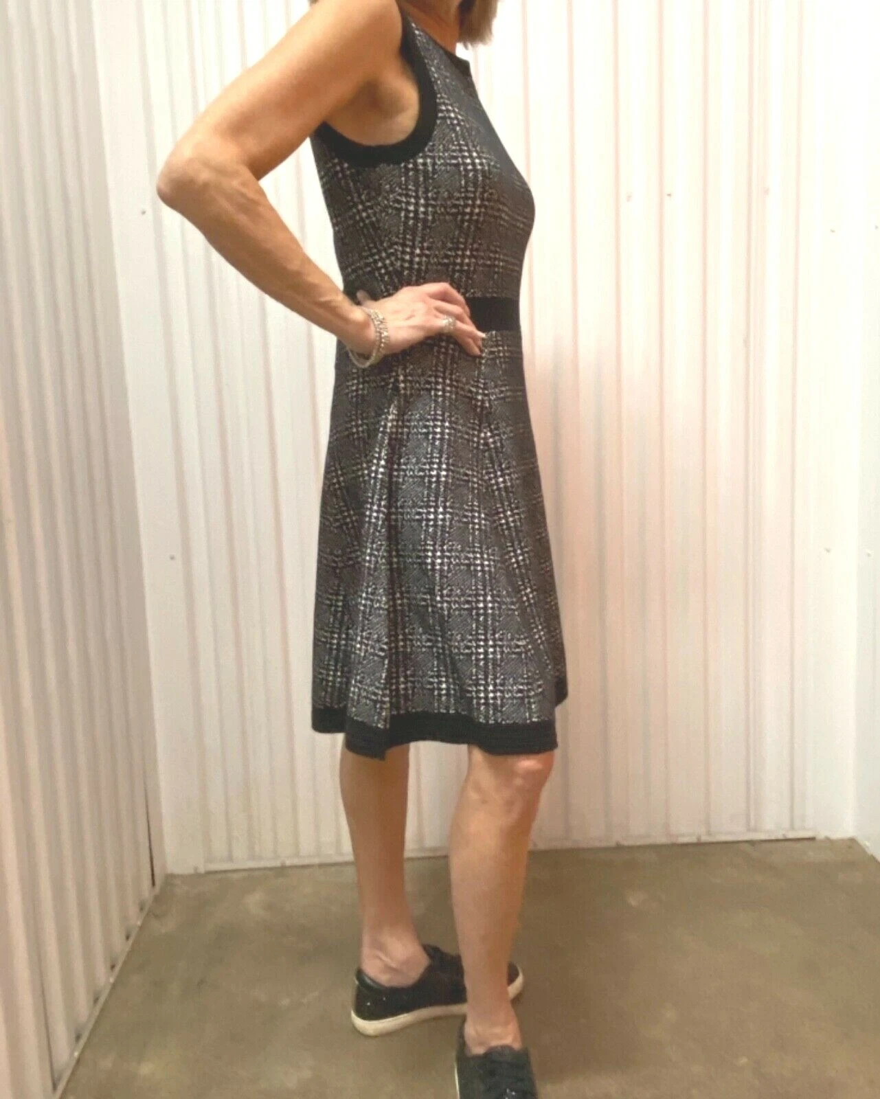 Abito completo KATE SPADE nero bianco maglia slvles skater mod west nuovo Md SC091