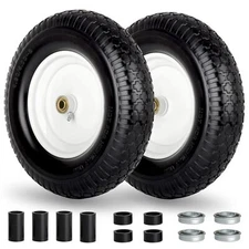 GICOOL 4.80/4.00-8" Wheelbarrow Tire 16" Flat-Free Solid Tire and Wheel 2 Pack