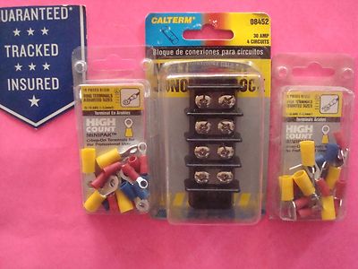 JUNCTION BLOCK 4 GANG POWER CIRCUITS BATTERY WIRE SPADE RING TERMINAL CONNECTOR 