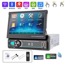 Single 1 Din Carplay Car Stereo 7" flip Out Touch Screen Car Radio MP5 Player FM