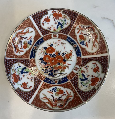 Vintage Decorative Wall Plates Imari Ware Hand-painted Porcelain Japan Set Of 2 - Picture 3 of 8