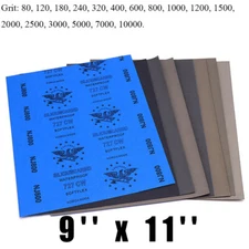 Wet Dry Sandpaper Sheet 9'' x 11'' Polishing Abrasive Sanding Paper 80-10000Grit