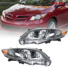 For Toyota Corolla 2011 2012 2013 Black Headlights lamps Aftermarket Left+Right