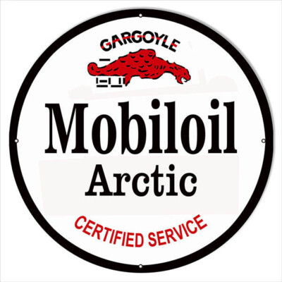 GARGOYLE MOBILOIL ARCTIC 30'' ROUND HEAVY DUTY USA MADE METAL MOBIL GAS ADV SIGN