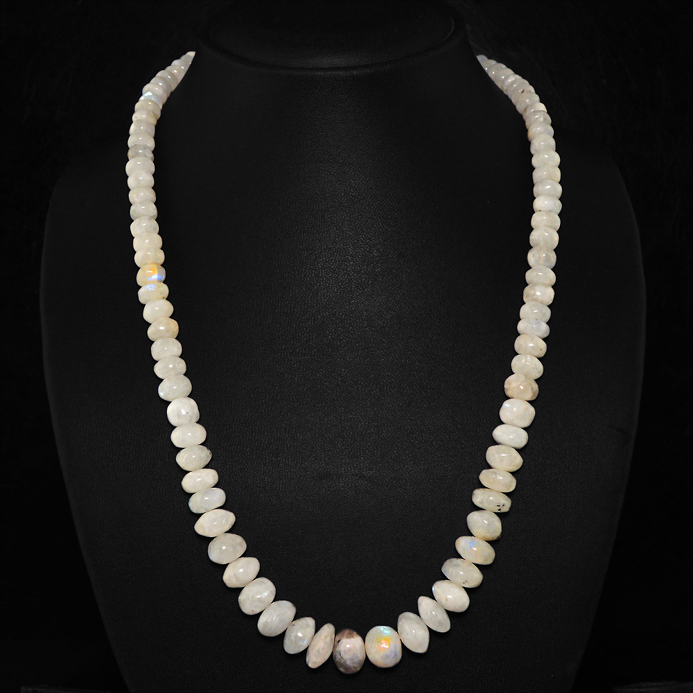 TOP FABULOUS CTS NATURAL BEST RICH WHITE MOONSTONE BEADS NECKLACE  STRAND