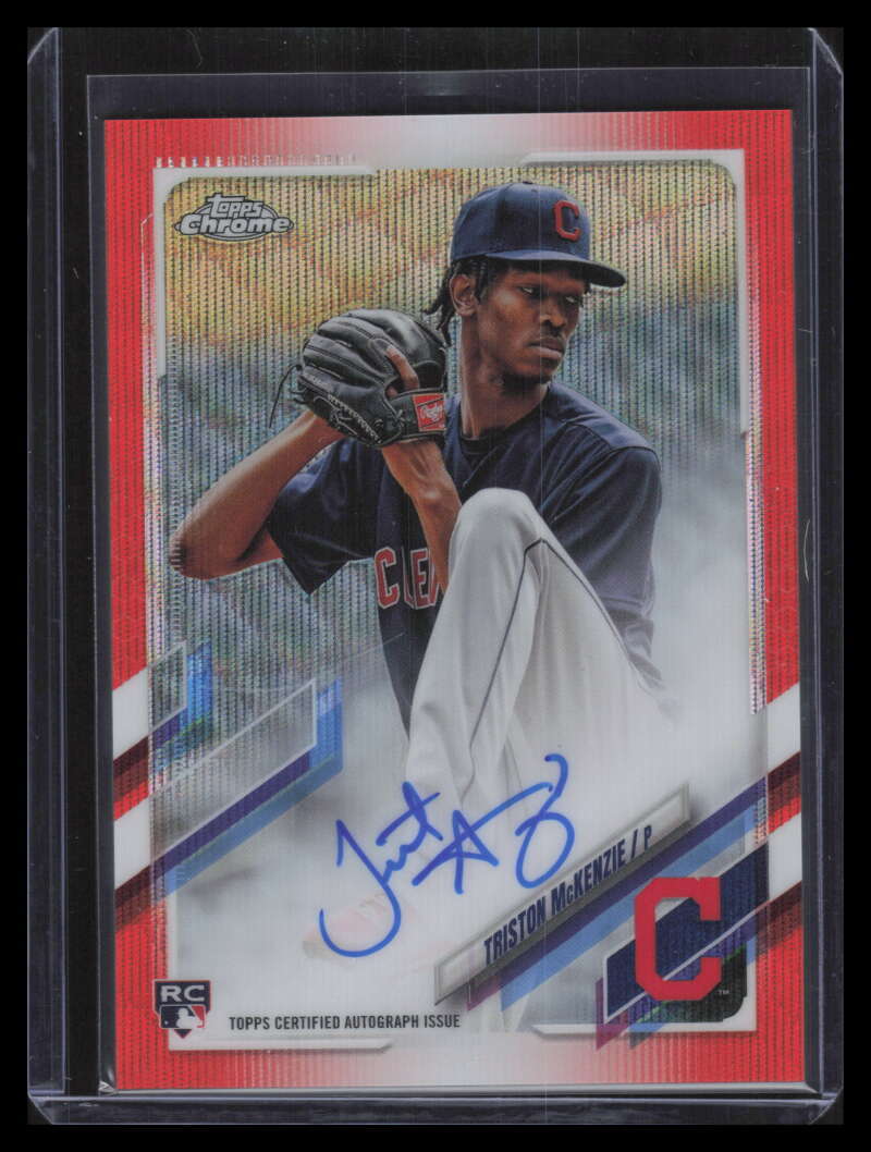 2021 Topps Chrome Autograph Orange Wave Refractor Triston McKenzie RC Auto 17/25