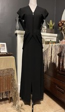 1940 s Noir Black Vintage Gown With Button Details And Draping