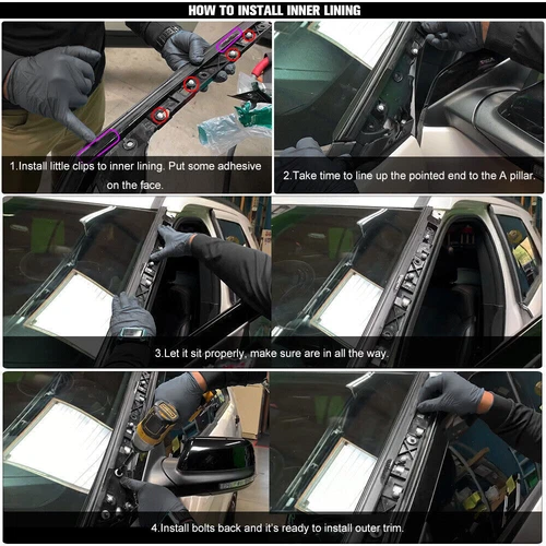 For 2011-2019 Ford Explorer Left & Right Side Windshield A-Pillar Molding Trim - Picture 2 of 23