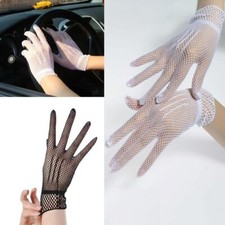 Party Accessory Uv-proof Driving Bride Mittens Lace Finger Mesh Fishnet Gloves