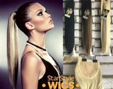 DELUXE LONG STRAIGHT CLIP IN PONYTAIL HAIR PIECE HAIR EXTENSION CLIP ON