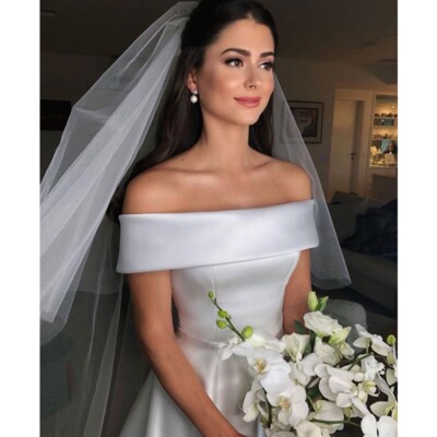 Vestido De Novia Wedding Dresses Satin Off The Shoulder Longue Robe De Soiree Si
