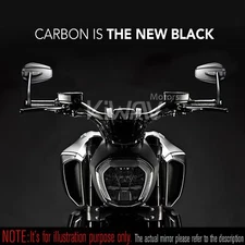 Bar end mirrorsmat black carbon for Moto Guzzi V7 Stone threaded OEM bar