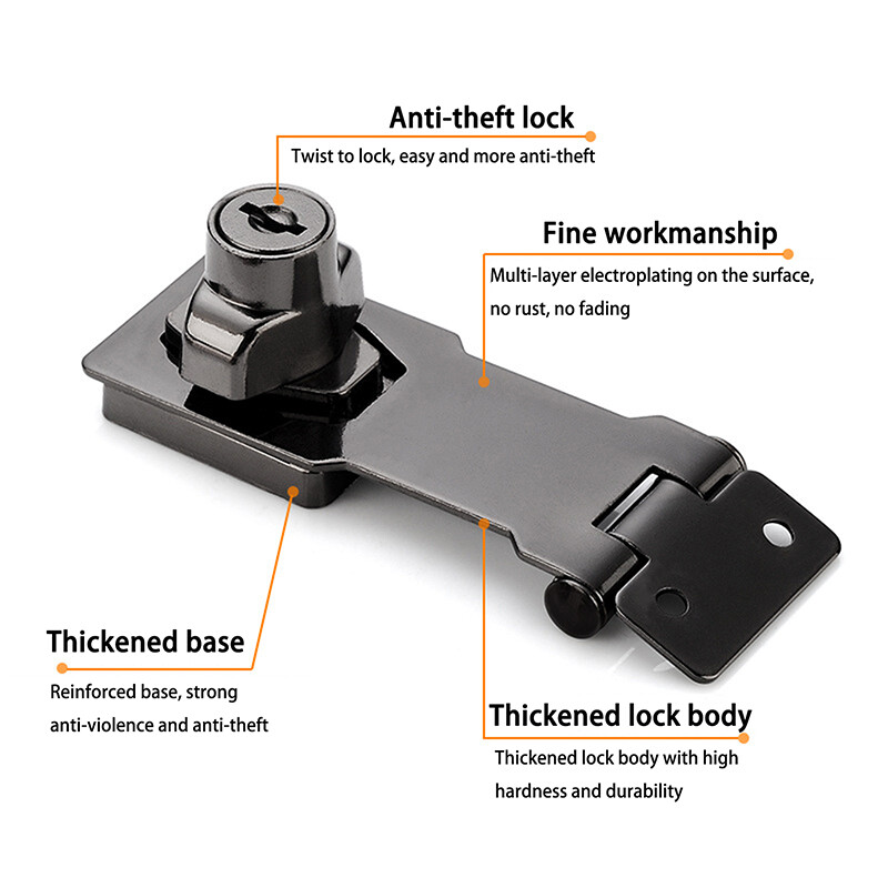 2.5/3/4Inch Plated Safety Hasp and Staple with Keys for Gate Door Lock eBay
