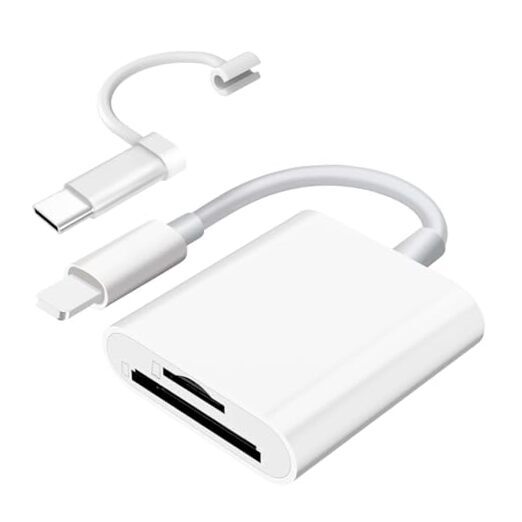 SD Card Reader for iPhone iPad Camera,Dual Card Slot Memory Card A-dual slot