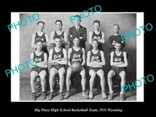 OLD LARGE HISTORIC PHOTO OF BIG PINEY WYOMING HIGH SCHOOL BASKETBALL TEAM 1931