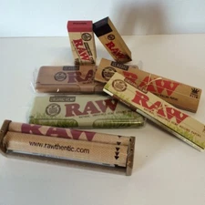 "RAWTHENTIC" RAW ROLLING PAPER KING SIZE BUNDLE - ROLLER +PAPERS +TIPS +TINS