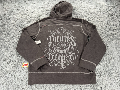 NEW Disney Hoodie Adult Small Gray Pirates Of The Caribbean Magic Kingdom Zip - Picture 1 of 9