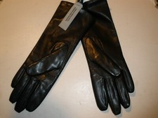 NEW Lord  Taylor Black Woman's Small Sz 6 Leather Lined Gloves Retail 90.00