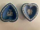 Pair of Wedgwood heart shaped trinket dishes Blue Jasperware — photo 1