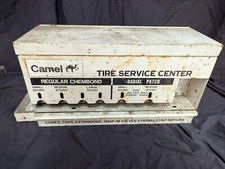 VINTAGE CAMEL TIRE PATCH CABINET GAS SERVICE CENTER STATION SIGN PATINA HOT ROD