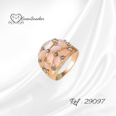 Fashion Women Champagne Color Crystal Gold Tone Ring