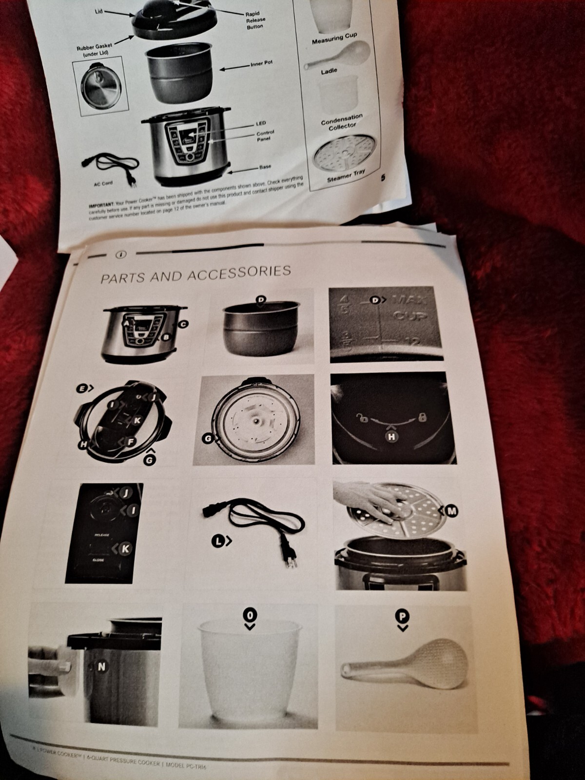 Intertek Electric 6 Qt. Pressure Power Cooker Model PC-TR16 w/Original Cord 