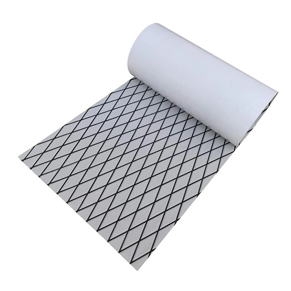 Adhesive Marine Decking Grey Diamond Shape EVA Foam Boat Flooring Teak Rhombus