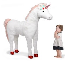 FAO Schwarz Standing Giant Plush Unicorn Glitter Hooves 65  Tall Limited Edition