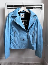 Each Other Baby Sky Blue Leather Jacket , Size L