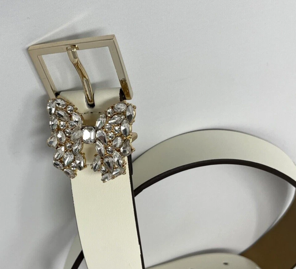 Kate Spade NY Cinturón Mujer con Estrás Mariposa - Grande / L - Cuero Blanco Foto 2 de 4