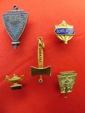 Lot of 5 LAPEL PINS High School/College SCHOLARSHIPS 1966 Academics AMS LBCC 