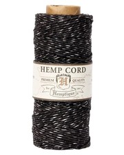 Hemptique 20 1mm Metallic Hemp Cord for Crafting, Macram , Jewelry - BLK/SILV