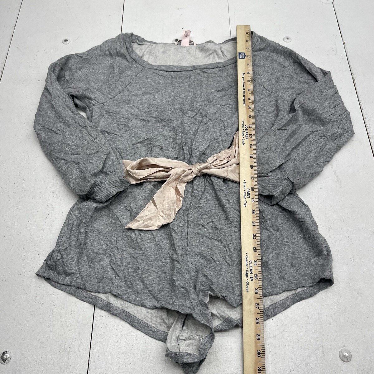 Victoria's Secret Grey Pink Satin Tie Waist Romper Women's Size