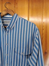 Vintage Levis XL Shirt Men's Silver Label Blue Stripe Button Up Long Sleeve