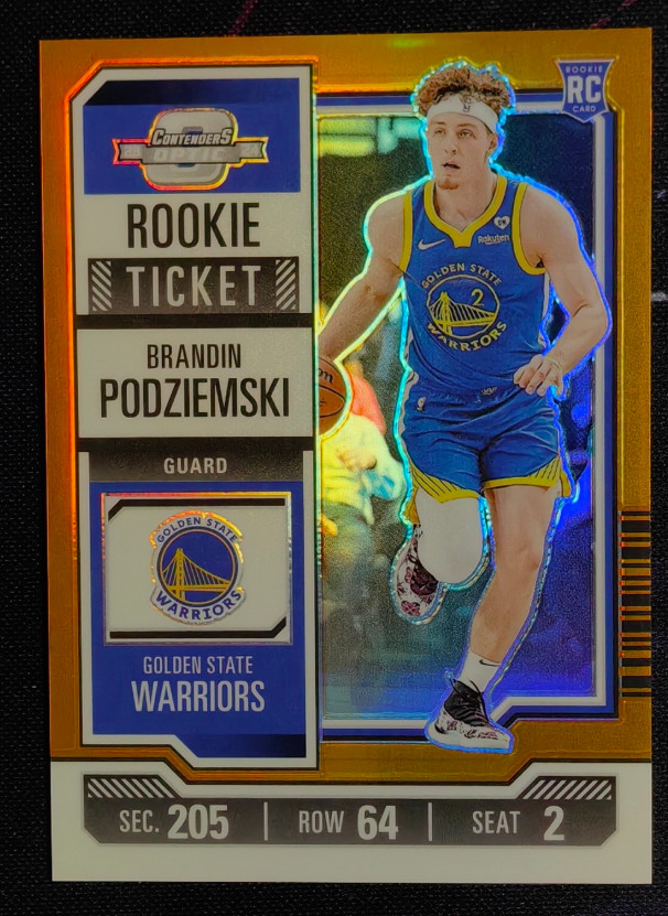 Brandin Podziemski 2023-24 Contenders Optic 22/49 Orange Rookie Ticket RC #3