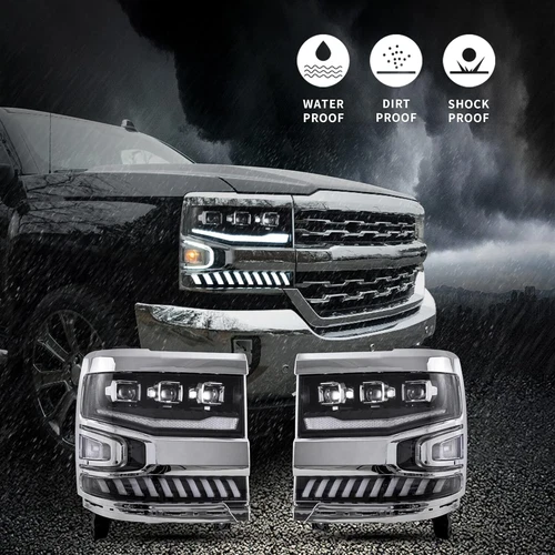 Pair Fits Chevrolet Silverado 1500 2016-2018 LED Headlights w/Startup Sequential - Picture 12 of 15