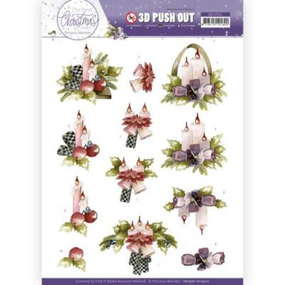 3D-Stanzbogen - Precious Marieke - The Best Christmas Ever - Purple Blumen und K