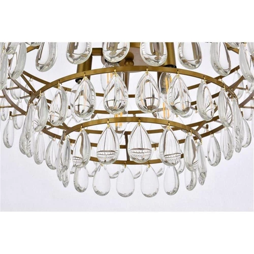 Elegant Lighting Mila 20" Iron and Crystal Flush Mount in Brass - Picture 6 of 8