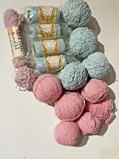 Bernat Of England JAEGER Sunlin Spun Yarn 12 Skein Linen Acrylic Baby Pink Blue