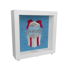 Alte Schachtel Rahmen Spardose aus Holz mit Geburtstagsgeschenk-Motiv