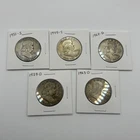 Benjamin Franklin Silver Half Dollars LOT OF 5 - 90% Silver Free S&H