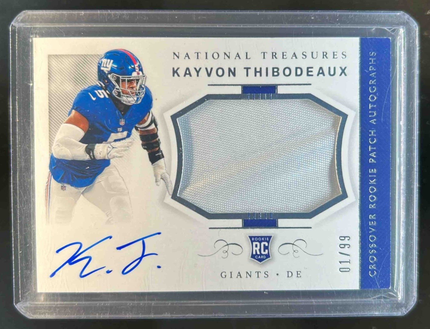 2022 National Treasures Kayvon Thibodeaux Crossover Rookie Patch Auto RC #1/99