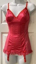 Victoria Secret Vintage Lingerie Y2K Chemise Slip Babydoll hot Pink Trim 34C