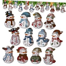 36 Pcs Christmas Tree Ornaments Decorations Wooden Nutcracker Highland Snowman