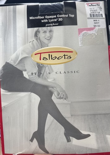 Talbots Microfiber Opaque Control Top Pantyhose Lycra 3D Size C Navy ...