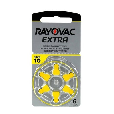 6x Rayovac Extra Advanced Hörgerätebatterien Größe 10 1,45V Zink-Luft