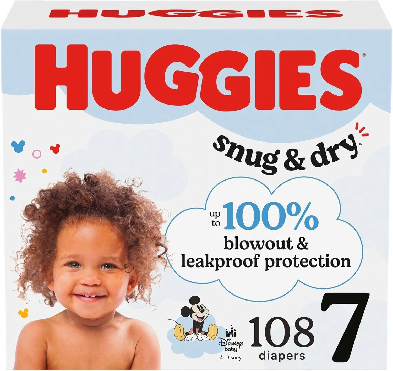 Size 7 Baby Diapers 41+ lbs 108 Count 2 Packs Packaging May Vary Absorbent
Opens in a new window or