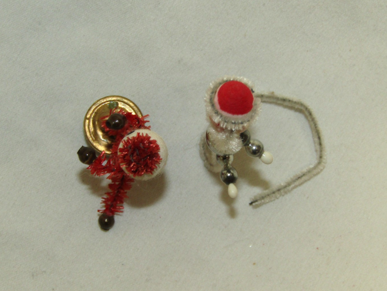 Japan Antique Tie On Figures Vintage Santra Christmas Ornament 1950's