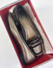 Coach Metallic Leather Driving Loafers Womens 7.5 Gunmetal Lilac Flats 487768